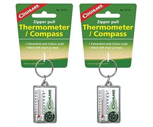 Coghlan's Zipper Pull Thermometer/Compass, ℃ & ℉ (2-Pack)