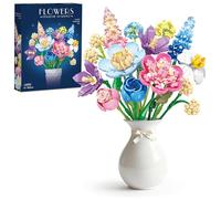 Cogibrix Flowers Bouquet Building Block Set - Botanicals Artificial Wildflower Includes Hydrangeas, Peonies & More, Home and Office Decor, Valentine's Day for Adults and Girls(865PCS)