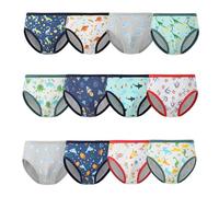 Cogindss Xmrlvn Boys Briefs Toddler Underwear Cotton Dinosaur L,12 Packs,Green