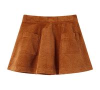 vidaXL Short Skater Kids' Skirt - A-Line Design with Pockets, Elastic Waistband, and Metallic Zip - Cotton Corduroy Material in Cognac - Age 1.5 to 10 Years - Size 116