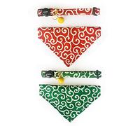 Cognatio 2 Pack Cat Collar with Bell and Removable Bow Tie, Adjustable Pet Collar (Grass Green+Red)