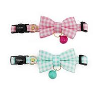 Cognatio 2 Pack Cat Collar with Bell and Removable Bow Tie, Adjustable Pet Collar (Rose+Aqua Blue)