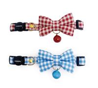 Cognatio 2 Pack Cat Collars with Removable Bow Tie and Bell, Safety Quick Release Kitten Collars, Adjustable 20-30 cm, Red + Vista Blue