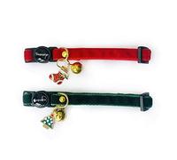 Cognatio Safety Quick Release Cat Collars,Double Velvet with Bell Available in a Range Colors,Perfect for Your Kitty (20-30 cm, Christmas Set)