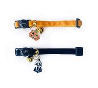 Cognatio Safety Quick Release Cat Collars,Double Velvet with Bell Available in a Range Colors,Perfect for Your Kitty (20-30 cm, Halloween Set)