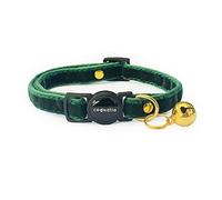 Cognatio Safety Quick Release Cat Collars,Double velvet with bell available in a range colours from velvet ribon,Purfect for your kitty (20-30 cm, Xmas Green)
