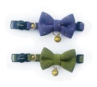 Cognatio Safety Quick Release Cat Collars, Soft Kitten Collars with Detachable Bow Tie and Bell, Pack of 2, Adjustable 20-30 cm (Violet+Greenary, 20-30cm)