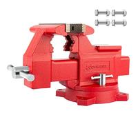 COGNATIVE 4.5" Heavy-Duty Bench Vise Ductile Iron Bench Vise 360° Swivel Bench Vice with Anvil, Red