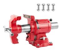 COGNATIVE Upgraded UPG 5-Inch Terminal Location Bench Vise with Ductile Iron Bench Vise 360° Multi-Purpose Bench Vice with Anvil and Positioning Pins, Clamp force 8800lbs, Red