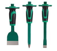 CogniForge Heavy Duty Masonry Chisel Set,11 Inch Point Chisel and Flat Chisel, 9 Inch Brick Chisel With Hand Protector,for Demolition,Masonry,Carving,Concrete (3PCS Masonry Chisel Set)