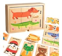 Cognitive Development Wood Sorting Puzzle Toy With Cartoon Pattern Number Shape Matching For Kids Math Teaching Aid Wooden Memory Matching Game