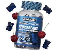 Cognitive Performance Gummies | No Added Sugar | 60 Vegan Gummies | Ashwagandha, Lions Mane, Ginseng, Reishi, Chaga, Cordyceps, B5, B6, B12, Iron & Iodine | Cherry Flavour | Neuro Bears