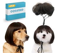 CoguZed 1-Pack Adjustable Pet Wig for Dogs & Cats - Trimmable 3D Design Wigs for Small/Medium/Large Breeds (Black, Brown, Straight) | Halloween, Christmas, Parties & Photo Shoots