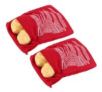 CoguZed 2 Pack Premium Microwave Potato Bags, Reusable Baked Potato Microwave Bag for Perfectly Cooked Potatoes, Red