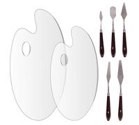 COGVOHY 2Pcs Acrylic Paint Palettes + 5Pcs Painting Knifel Set, Clear Premium Acrylic Paint Palette, Palette Knife, Stainless Steel Spatula, Painting Mixing Scraper, Oil Painting Accessories