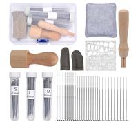 COGVOHY 34 PCS Wool Felting Needle Tools, 3 Sizes Felting Needles with Wooden Handle, Felt Pad, Woolcraft Template Applique Crafts for Beginners Professionals DIY Crafting