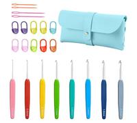 COGVOHY 8 PCS Crochet Hooks Set, 0.5mm/0.6mm/0.75mm/1.1mm/1.25mm/1.4mm/1.9mm/2mm Ergonomic Lace Crochet Hook with Case, Knitting Needles Sets for Craft Beginners