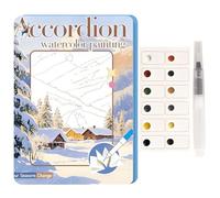 COGVOHY Watercolor Workbook, Folding Watercolor Paint Workbooks Set, Watercolor Paint Workbooks Set with Paint Brush for Painting Enthusiasts (Four Seasons)
