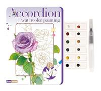 COGVOHY Watercolor Workbook, Folding Watercolor Paint Workbooks Set, Watercolor Paint Workbooks Set with Paint Brush for Painting Enthusiasts (Roses)