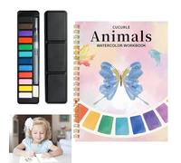 COGVOHY Watercolor Workbook, Watercolour Workbooks with 12 Colours Watercolor Paint & Paint Brush, Watercolour Workbooks Art & Crafts Painting Supplies Gifts for Adults Kids Teens (Animals)