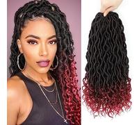 Cohariss 14 Inch Faux Locs Crochet Hair 6 Packs Goddess Locs Crochet Hair Pre Looped for Black Women Short Wavy Goddess Faux Locs Hair with Curly Ends (1B/BUG