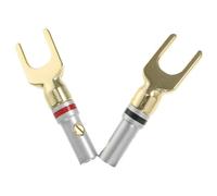 COHEALI 1 Pair Automotive Speaker Terminal Connectors, Male Banana Plugs with Gold-plated Copper 4.32mm Fork Lugs, Colored Aluminium Alloy Shell, Enhanced Signal Transmission for Car Audio