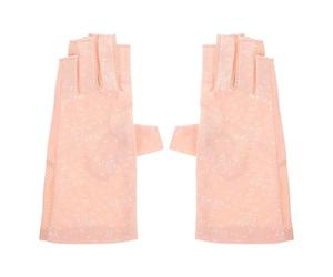 COHEALI 1 Pair Manicure Fingerless Gloves UV Shield Gloves Chinlon Material Easy to Wear and Remove Suitable for Most People's Hands Pink Colour for Gel Manicure and Nail Art