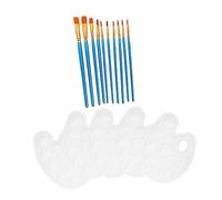COHEALI 1 Set Painting Brush with Pigment Mixing Plates Portable Drawing Tools 10 Nylon Brushes 5 Color Trays Stainless Steel Handle Watercolour Face Paint Supplies for Boys and Girls and Students