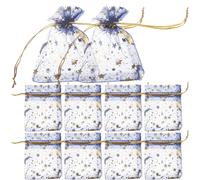 COHEALI 100pcs Navy Organza Drawstring Bags Cloth Material Small Favor Bags with Easy Open and Close Feature Prevents Small Items from Falling for Handmade Soap and Treat