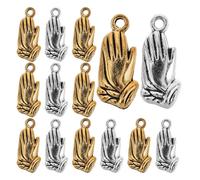 COHEALI 100PCS Prayer Hands Pendant Charms for Jewelry Making Alloy Religious Craft Supplies Vintage Style DIY Necklace Bracelet Accessories with Spiritual Blessing Design Gold Silver