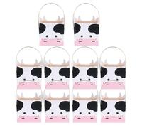 COHEALI 10pcs Cute Cow Shaped Paper Candy Treat Boxes with Handle, Easy to Carry Cartoon Animal Party Favour Boxes for Birthday Parties and Present Packaging