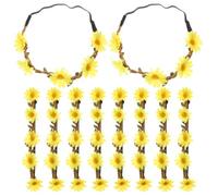 COHEALI 10pcs Daisy Hair Wreath Headbands and Women, Handmade Cloth Flower Crowns with Vivid Three-dimensional Yellow Daisies, for Weddings and Festivals