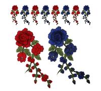 COHEALI 10pcs Floral Embroidered Applique Patches Iron-On and Sew-On Flower Trim for Clothes, Backpacks, Wedding Dresses - Red No.5 Dark Blue No.10 Embroidery Cloth Applique Set