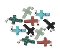 COHEALI 10pcs Natural Stone Cross Charms with Smooth Finish and Lightweight Design, Assorted Colour Quartz Crystal Pendants for Crafts and DIY Jewelry Making Projects