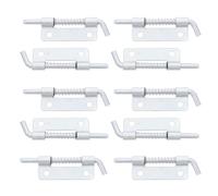 COHEALI 10pcs Stainless Steel Spring Loaded Latches with Mounting Holes, Medium Size Left-side Door Bolt Locks, Anti-theft Security Sliding Bolt for Cabinet Doors and Gates