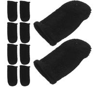 COHEALI 10PCS Ultra Thin Breathable Carbon Fiber Finger Sleeves for Gaming, Non-Sweat Touchscreen Gloves Breathable Fabric, Finger Protectors for Mobile Phone Gamers in Black
