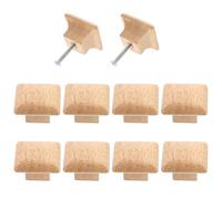 COHEALI 10pcs Wood Pull Handle Cabinet Knobs Solid Wood Knobs Easy to Install Protect Furniture Square Simple Natural Style Home Door Closet Use