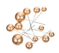 COHEALI 12pcs Creative Round Ball Cake Toppers in Golden Foam Material, Unique Simple Design for Birthday and Festival Occasions, Cake Decoration and Photo Prop Accessories