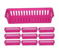 COHEALI 12pcs Narrow Plastic Pen Tray Storage Baskets in Rose Red - Small Desktop Organizer for Pencil, Crayon, and Stationery - Classroom, Office, and ’ Room Drawer Storage