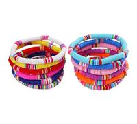 COHEALI 12pcs Polymer Clay Elastic Bracelets for Women Lightweight Wrist Decoration with Gentle Touching Feeling, Bohemian Style Accessories for Anniversary and Valentine Color