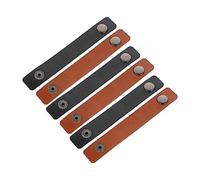 COHEALI 12pcs Real Microfiber Leather Winding Belt Cord Wrapper for Cables Wire Holders Cable Management Straps Black