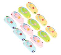 COHEALI 12pcs Resin Flip Flop Charms DIY Miniature Hairband Decor for Phone Cases Lightweight Beach Slipper Accessories in Pastel Pink Yellow Green Blue