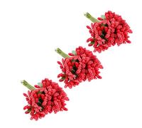 COHEALI 144pcs Red Mini Artificial Flowers Bouquet Vivid Lifelike Tiny Flowers Pu and Paper Material DIY Accessories for Photo Prop and Nail Arts Decoration
