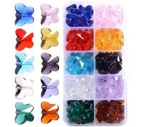 COHEALI 14Mm Butterfly Crystal Pendant Beads Vertical Hole DIY Ornaments 10Pcs Multi-Color Glass Charms for Necklace Jewelry Making and Christmas Decoration
