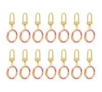 COHEALI 14pcs Donut U Shaped Spring Clasps Keychain Clips in Yellow Zinc Alloy with Secure U Shaped Structure and Vibrant Handpainted Design for Pet Collar, Dog Leash and DIY Crafts