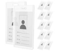 COHEALI 15pcs Clear Vertical Id Card Holders Plastic Badge Protector Case with Prepunched for Lanyard Attachment Transparent Protective Sleeves for Office School Work Design