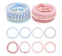 COHEALI 16pcs No Damage Hair Ties for Thick and Medium Hair, Strong Elastic Woven Ponytail Holders with Comfortable All-day Wear, Suitable for Casual Activities and Daily Commutes, Pink