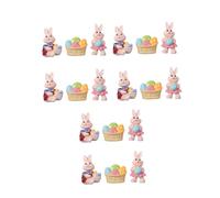 COHEALI 18Pcs Resin Easter Bunny Basket Eggs DIY Craft Decorations Set, 3 Styles with 6 Pieces Each, Easter Egg Hunt Props and Home Decor Accessories