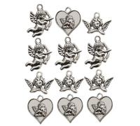 COHEALI 18pcs Silver Angel Shaped Jewelry Pendants Charms for DIY Crafting Arts Beading Accessories Set with Cupid Thinking Angel and Heart Designs for Necklace Bracelet Making
