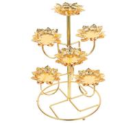 COHEALI 1Pc Ghee Lamp Holder glass candle holders for pillar candles metal candle tray oil lamp holder dining room table decor temple candleholder Stainless steel dining table statuette